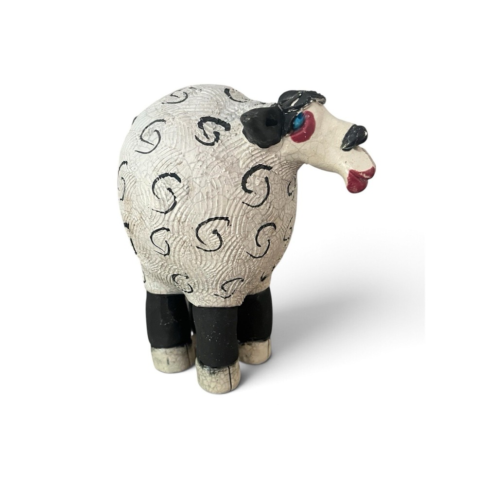Chris Moses Raku Zoo Sheep Whistle Figurine Studio Pottery Signed Whimsical